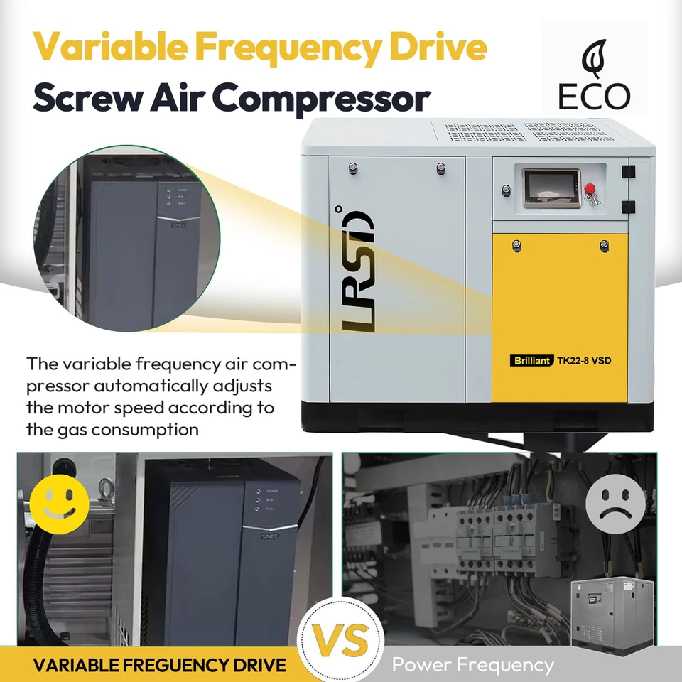 Compresor de aire de tornillo rotativo trifásico 460V 123CFM 30HP/22KW 125PSI para industrial Foto 3 de 4
