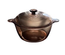 Corning Ware Amber Vision 4.5 L/ 5 Quart Dutch Oven Stock Pot W/ Lid USA Vintage