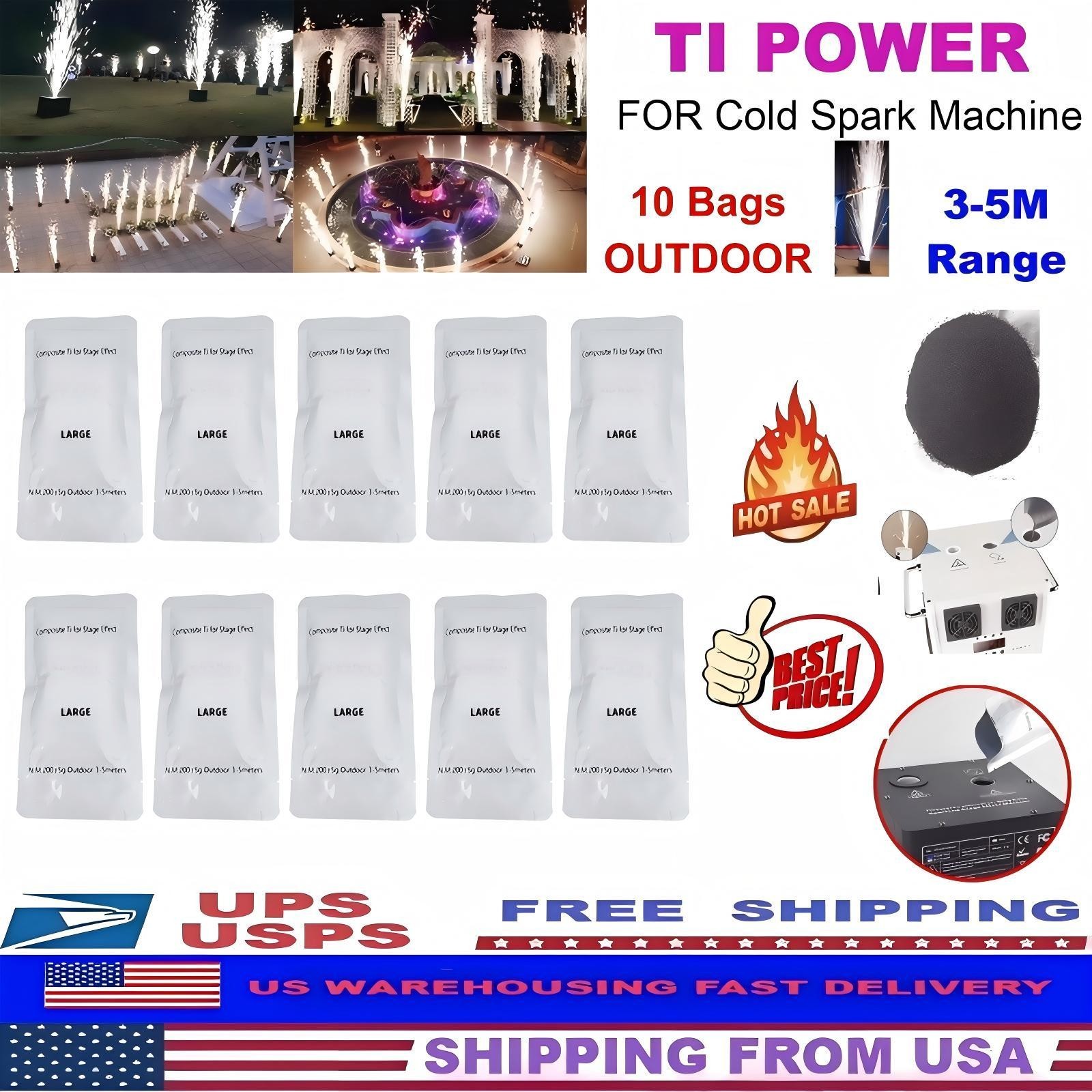 2Bags/10Bags Cold Spark Machine Ti Powder 3-5M Outdoor Stage Effect(200g/Bag)