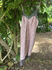 Victoria's Secret Pink Satin Floral Lace Slip Dress Nightgown Midi Large L