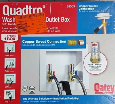 Sweat Connection Washing Machine Outlet Box Water Hammer Arresters 1/4'' Turn- OB