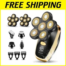 High-Performance Cordless Shaver with 7 Accessories for Ultimate Bald Grooming