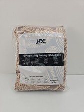 LDC King SZ 6-PCS Bed Sheet Set Paisley Sheet Set Soft/Breathable Chocolate NEW