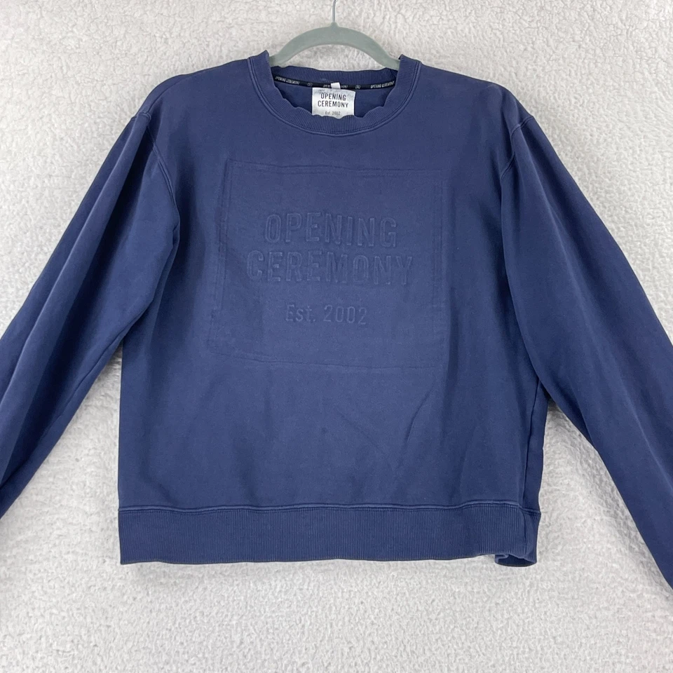 Suéter tejido Ceremonia de Apertura en Relieve para Mujer Azul Medio Manga Larga Cuello Redondo Foto 2 de 4