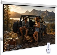 120" Motorized Projector Screen, Electric 4:3 Projector Screen with Remote Co...