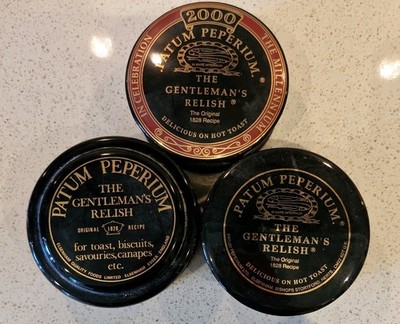 3 x Patum Peperium The Gentleman's Relish schwarz Keramik Vintage Deckelschalen