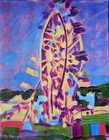 Original Expressionism Abstract Ferris Wheel 11x14 Acrylic Canvas Painting Signe — photo 2