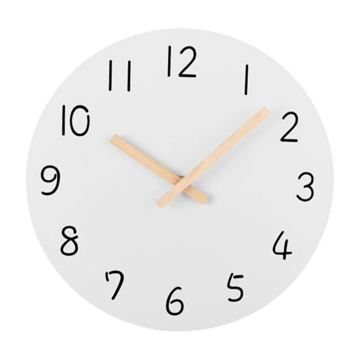 12'' Wooden Wall Clock Frameless Clocks with Silent Quartz Movement - Modern