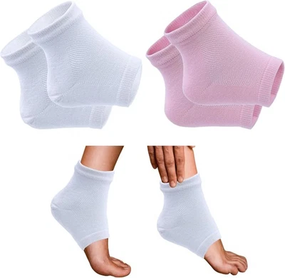 DROKENLE 2 Pairs Moisturizing Heel Socks for Dry Cracked Feet, Gel Repair Moisture Spa