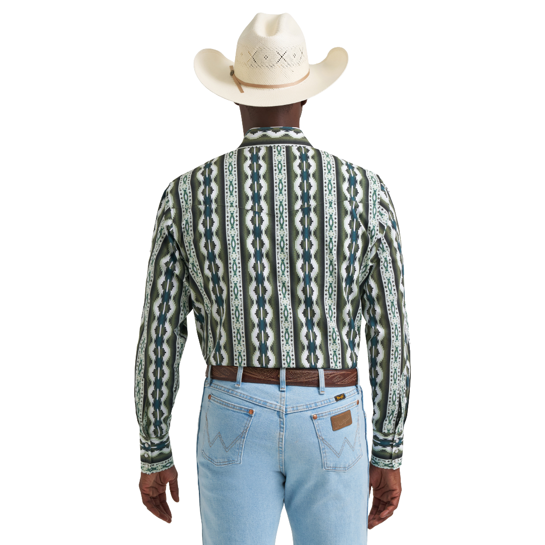 Wrangler Checotah® Men's Classic Fit Green Western Snap Shirt