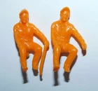 1960's MARX FARM PLAYSET SEATED TRACTOR DRIVING FARMERS ORANGE PLASTIC