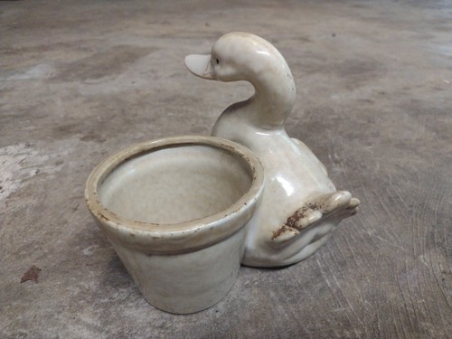 Vtg Duck Planter Pot Ceramic Pottery Plant Country Nature - Picture 5 of 13