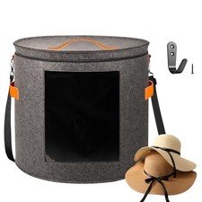 Oversized Hat Storage Box for Women  Men  19" D x 17" H Cowboy Hat 001-Grey