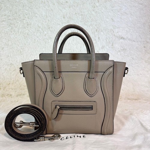 CELINE Nano Luggage Shoulder Bag Leather Women's Used From Japan