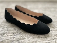 French Sole FS/NY Black Suede Scalloped Edge Ballet Flats Size 10 B Jigsaw