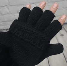 West Loop Womens Black Thick Knit Fingerless or Full Mitten Gloves - OSF - NWT