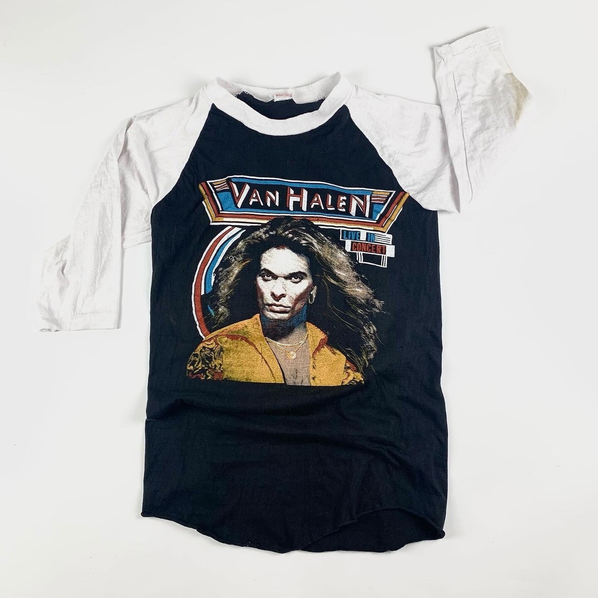 1980s Van Halen Vintage Tour Band Rock Raglan Tee Shirt 80s 1980s