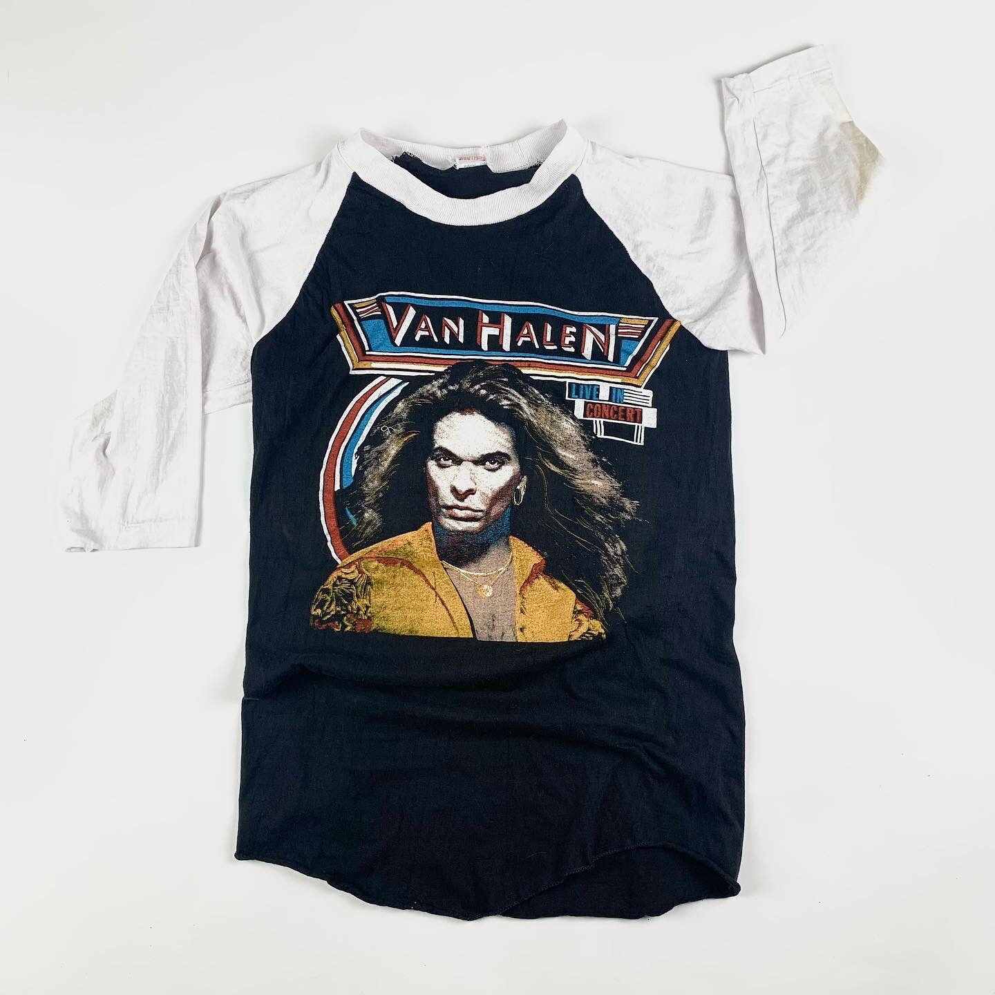 1980s Van Halen Vintage Tour Band Rock Raglan Tee Shi… Gem