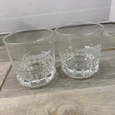 Rare Jack Daniels Gentleman Jack Whiskey Lowball Tumbler Barware Set of 2
