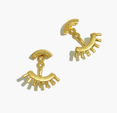 Madewell Gold Tone Titanium Dropback Succulent Earrings Butterfly Lock NWT