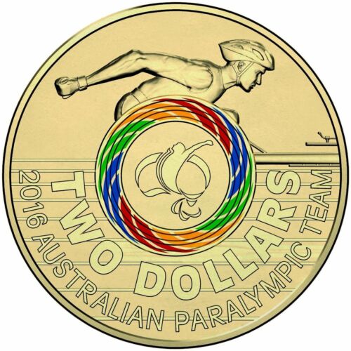 Australian Two Dollar $2 coin - 2016 - Rio Paralympic Games COLOURED UNC ex Bag - Picture 1 of 2