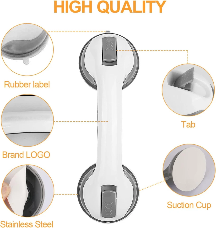 2pz Maniglia a Ventosa per Bagno/Doccia Antiscivolo Ausilio per Anziani Disabili - Immagine 3 di 4