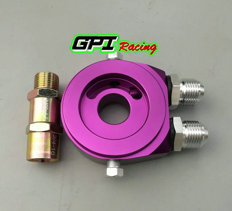 Adaptador de placa sándwich de filtro de aceite de aluminio GPI 1/8NPT 10AN kit de enfriador de aceite plateado Foto 3 de 4