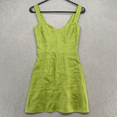 Reformation Linen Dress Womens 0 Miso Avocado 100% Linen Sweetheart Green |  eBay UK