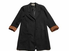 Spencer Douglas Pea Coat Black Tan Wool Long Size 10 With Shoulder Pads