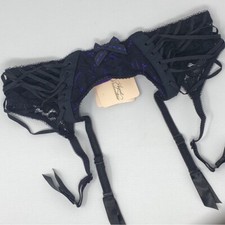 Agent Provocateur Rudy Strappy Black Purple Suspender AP3 Medium NWT