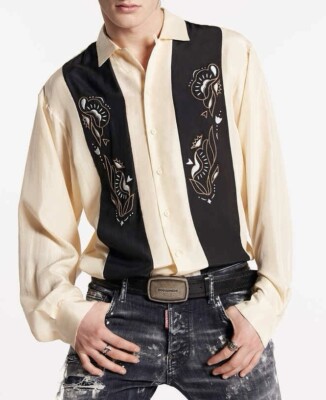 Dsquared² Western bowling dropped shirt 100% silk size 52 rare out of stock
