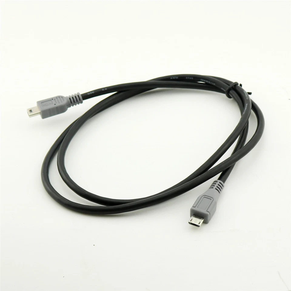 1m Mini USB B Male To Micro B Male 5 Pin OTG Converter Adapter Lead Data Cable - Image 2 of 4