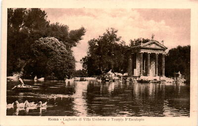 Roma, Laghetto di Villa Umberto, Tempio d'Esculapio, T Postcard