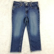 Vtg Tommy Hilfiger Womens Jeans Hipster Capri Denim Blue Mid Rise Loose Medium 8