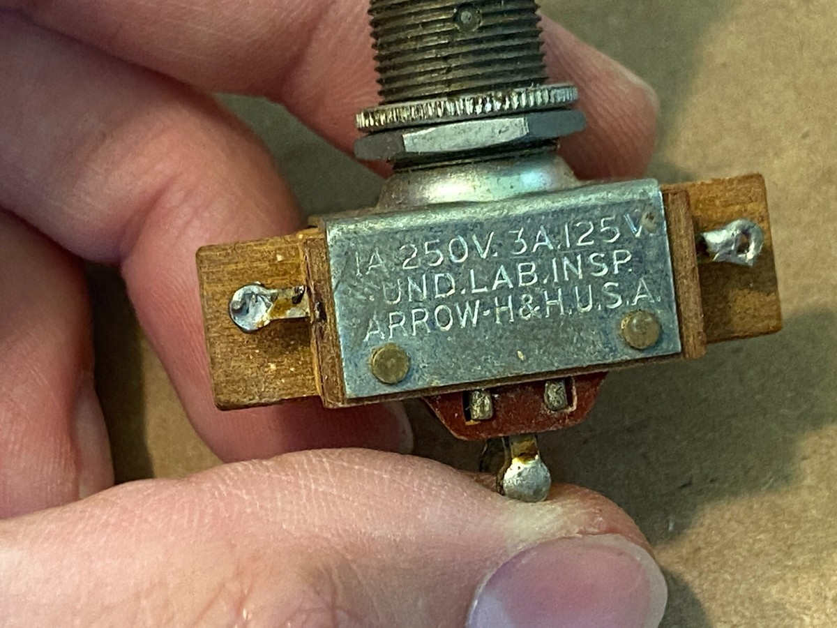 Lotto 10x Rari Interruttori Vintage Push-Pull NUOVI A-H&amp;H USA 1A 250V