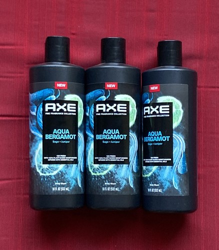 Lot of 3 Axe Fine Fragrance Collection Body Wash, Aqua Bergamot 18oz each - Picture 3 of 6