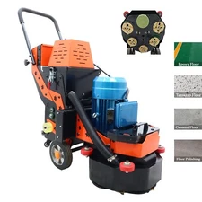 Concrete Floor Grinding Machine 6 Head Discs Cement Ground Grinder Polisher 220V