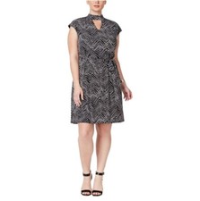 Inc International Concepts Dress Womens Black White Pattern Cap Sleeve Casual