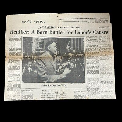 Walter Reuther UAW Auto Labor Civil Right Vintage Detroit Free Press News 1970