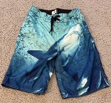 Old Navy Swim Trunks youth large sharks swim blue pool beach water boys 10 / 12