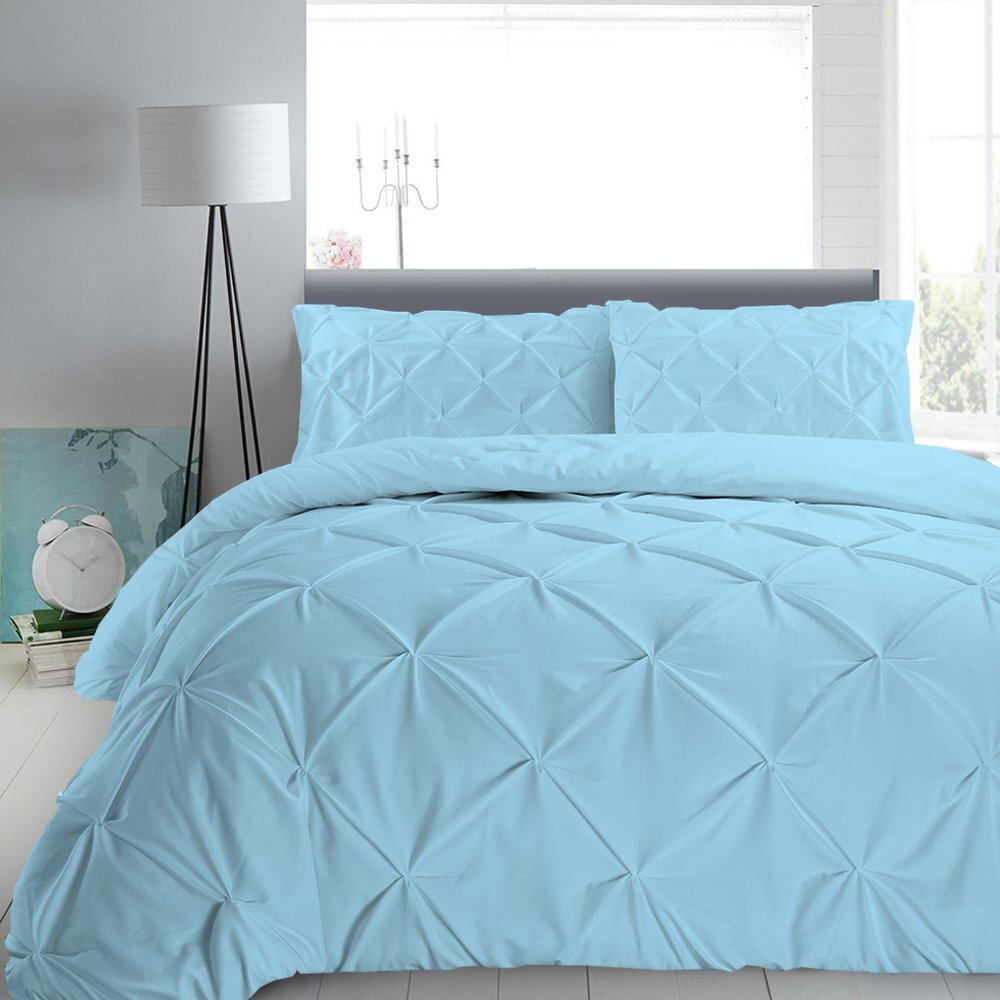 Versatile Bedding Bed Runner Set - 3 Piece Pinch Pleated Bed Runner Set - 1 Piece Pinch Pleated Bed Runner And 2 Pillow Cover - 100% Cotton 800 Thread Count, Teal