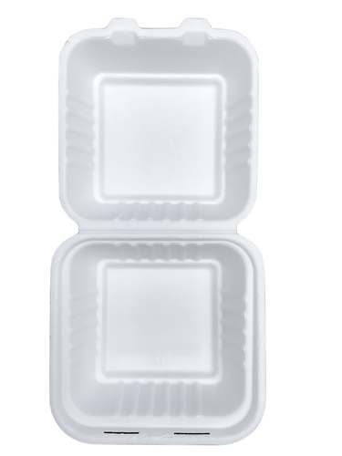 X150 Caja de hamburguesas para llevar bagazo caña de azúcar blanco microondas congelador 6 pulgadas - Imagen 3 de 7