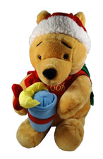 DISNEY STORE LARGE WINNIE THE POOH 15" PLUSH CHRISTMAS TOY