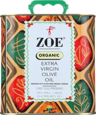 Organic Zoe Extra Virgin Olive Oil 84.54 Fl Oz Cold Pressed Kosher Pack of 1