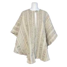 Branigan Weavers Irish Women's Winter Wool Cape Coat Cable Knit Poncho Shawl Os