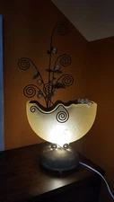 Ironwork metal hand made lamp with glass spheres 