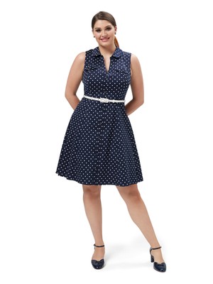 spotty navy dress