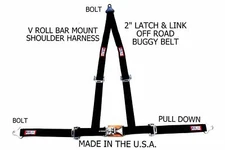 RJS RACING 2" BUGGY OFF ROAD SEAT BELT 3 POINT V HARNESS BOLT IN BLACK 50530
