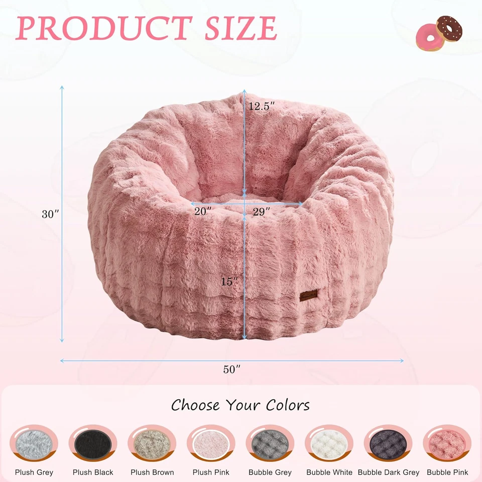 Silla Bolsa de Frijoles Silla Bolsa de Frijoles de Gran Tamaño para Adultos Bolsa de Frijoles Grande en Forma de Donut con Foto 2 de 4