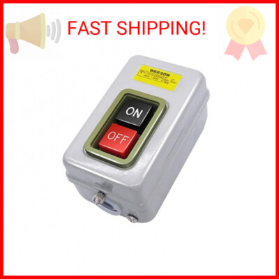 mxuteuk AC 220V/380V Push Button Switch On/Off Start Stop Switch 3 Phase Self Lo